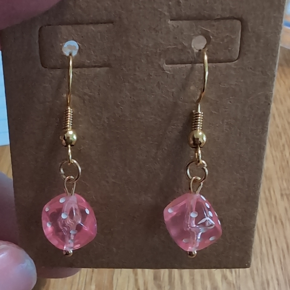 Light Pink Dice Earrings